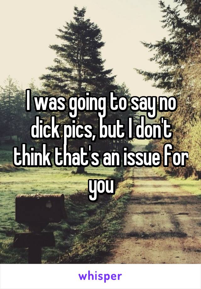 I was going to say no dick pics, but I don't think that's an issue for you
