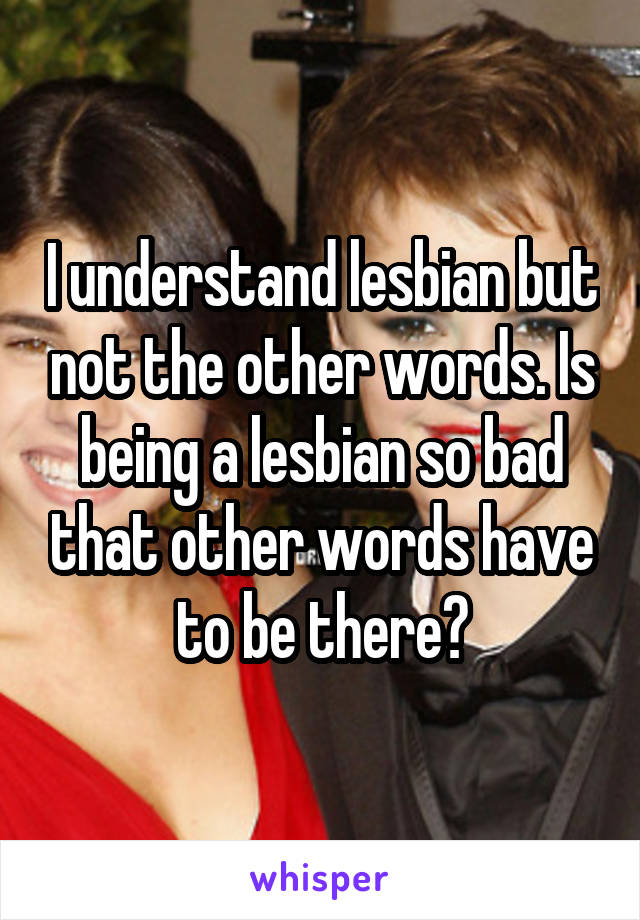 I understand lesbian but not the other words. Is being a lesbian so bad that other words have to be there?