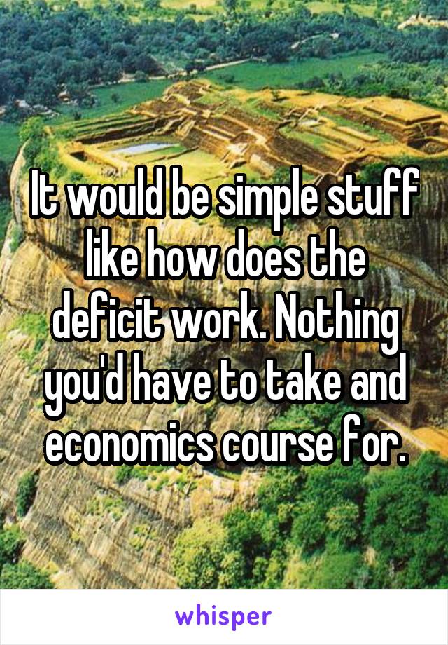 It would be simple stuff like how does the deficit work. Nothing you'd have to take and economics course for.