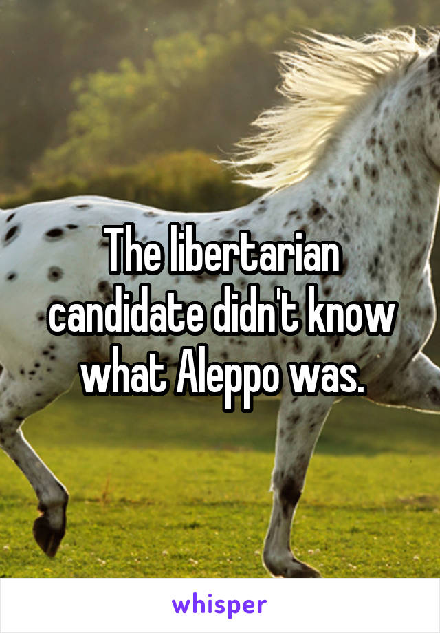 The libertarian candidate didn't know what Aleppo was.