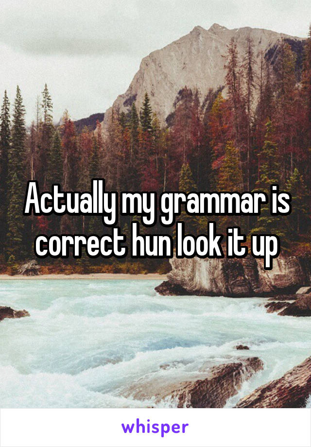 Actually my grammar is correct hun look it up