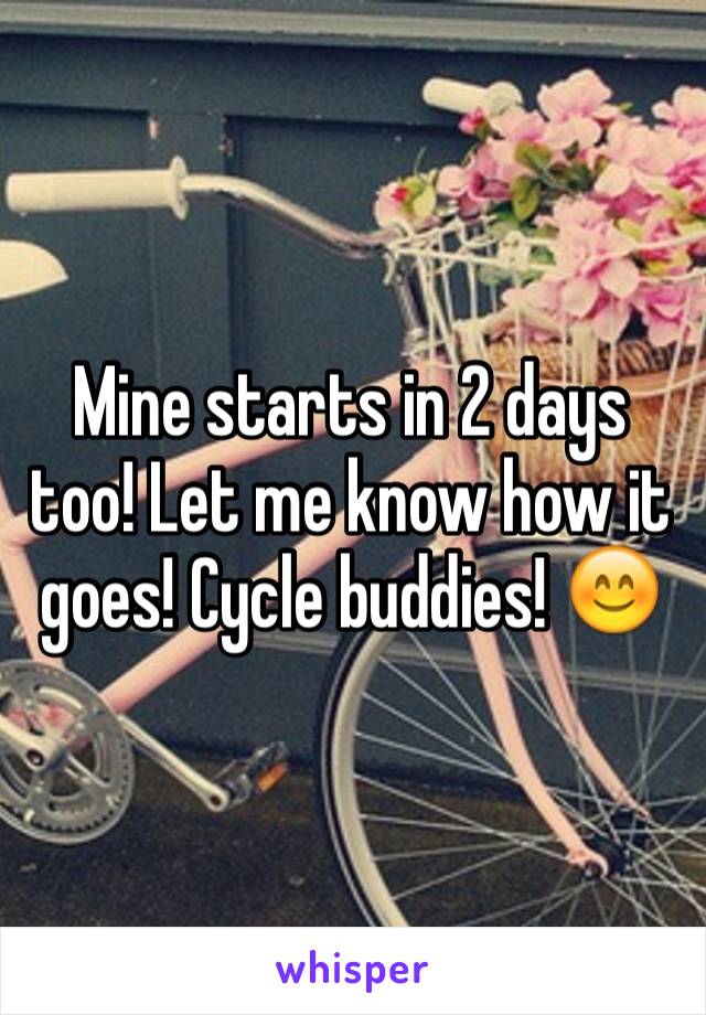 Mine starts in 2 days too! Let me know how it goes! Cycle buddies! 😊