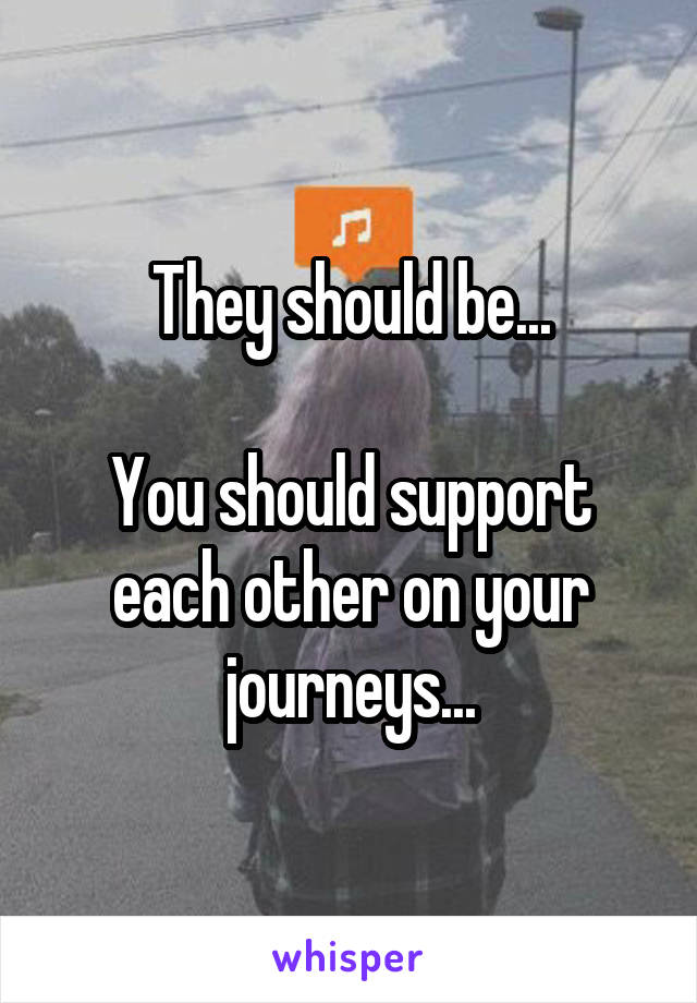 They should be...

You should support each other on your journeys...