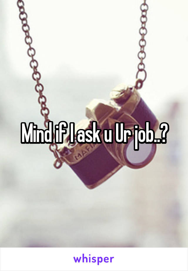 Mind if I ask u Ur job..?