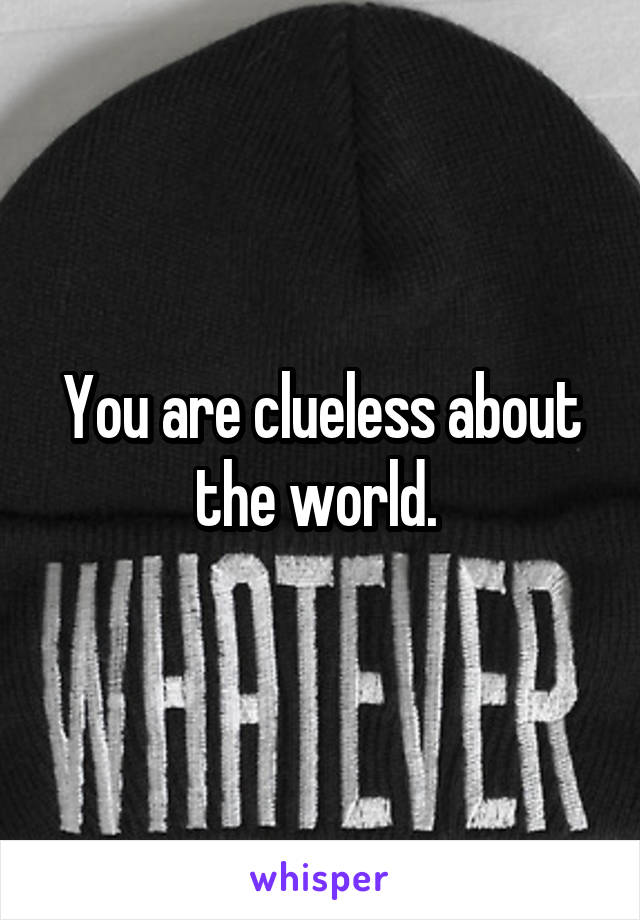 You are clueless about the world. 