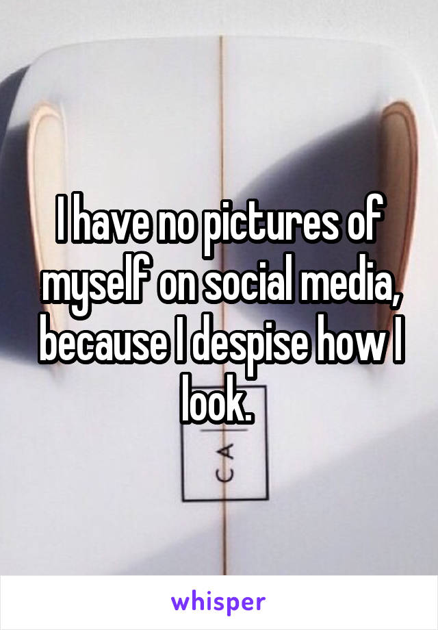 I have no pictures of myself on social media, because I despise how I look. 