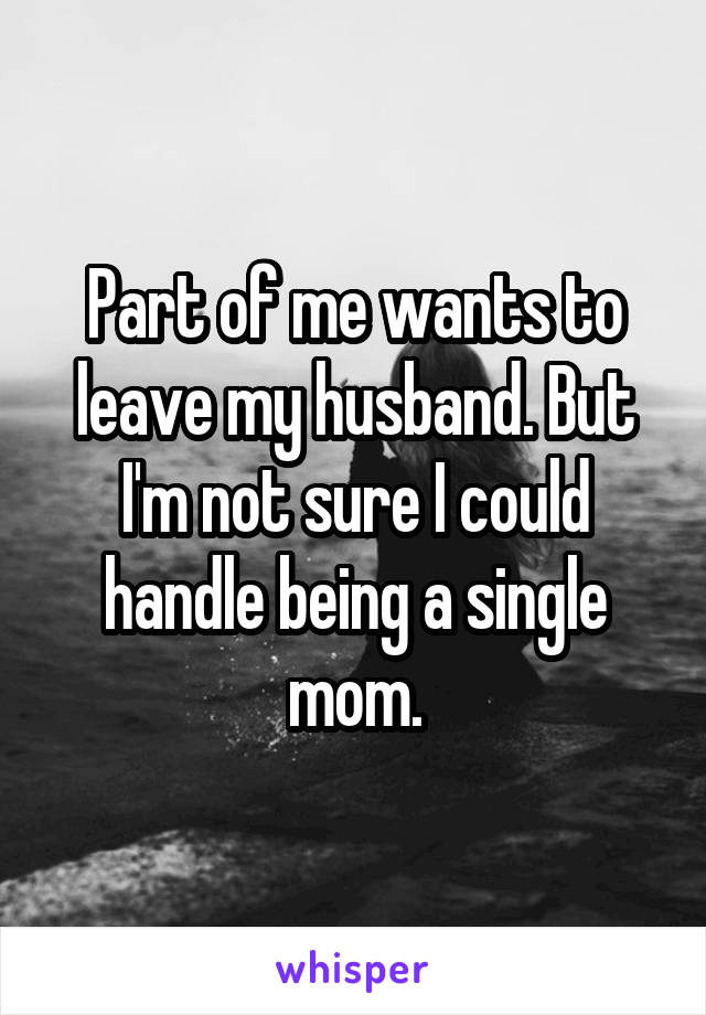 Part of me wants to leave my husband. But I'm not sure I could handle being a single mom.