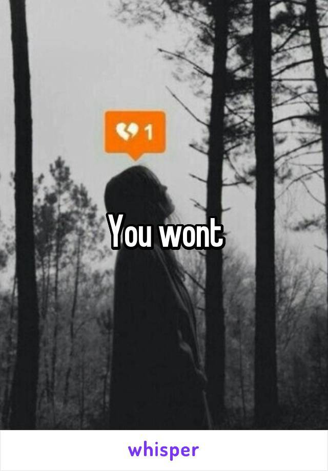 You wont