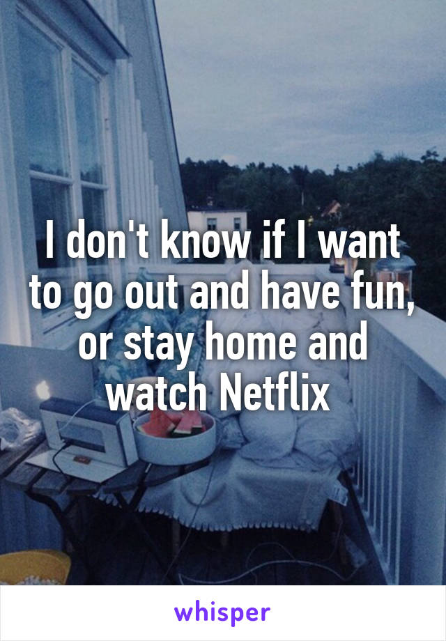 I don't know if I want to go out and have fun, or stay home and watch Netflix 