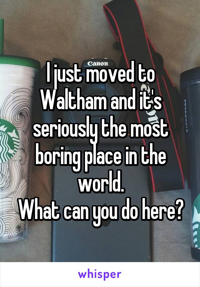 I just moved to Waltham and it's seriously the most boring place in the world.
What can you do here?