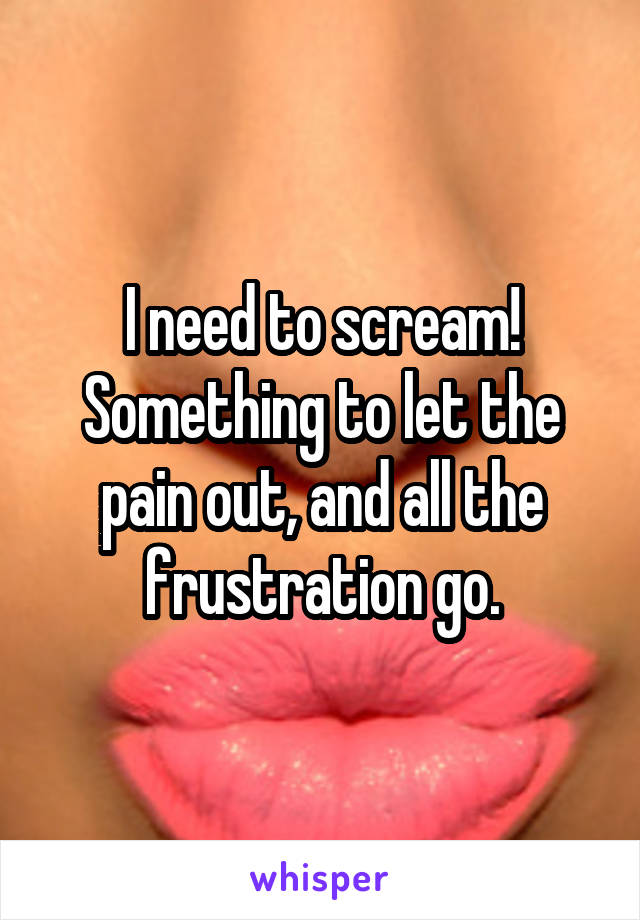 I need to scream! Something to let the pain out, and all the frustration go.