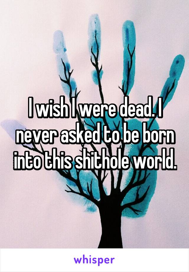 I wish I were dead. I never asked to be born into this shithole world.