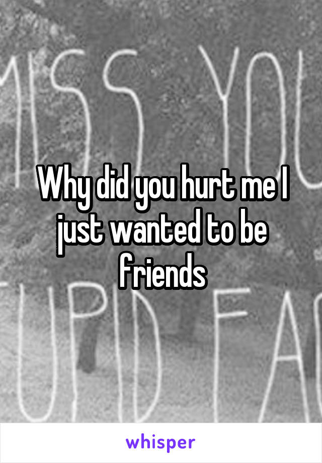 Why did you hurt me I just wanted to be friends