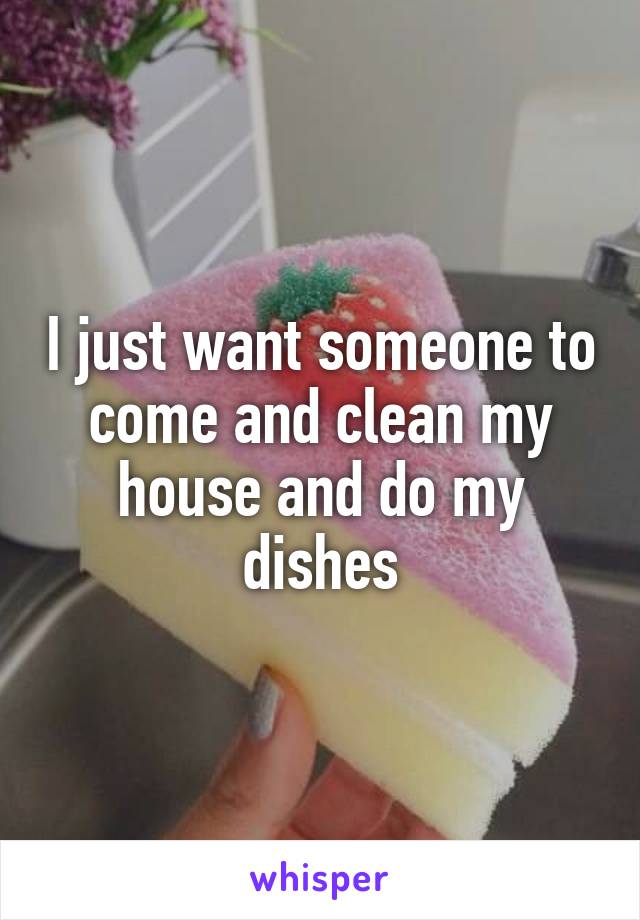 I just want someone to come and clean my house and do my dishes
