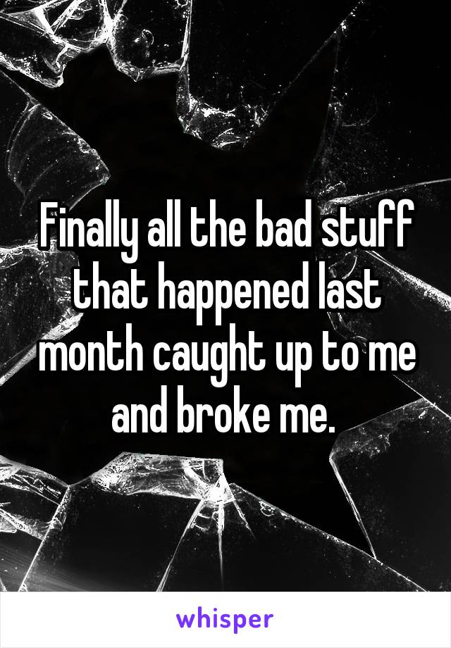 Finally all the bad stuff that happened last month caught up to me and broke me. 
