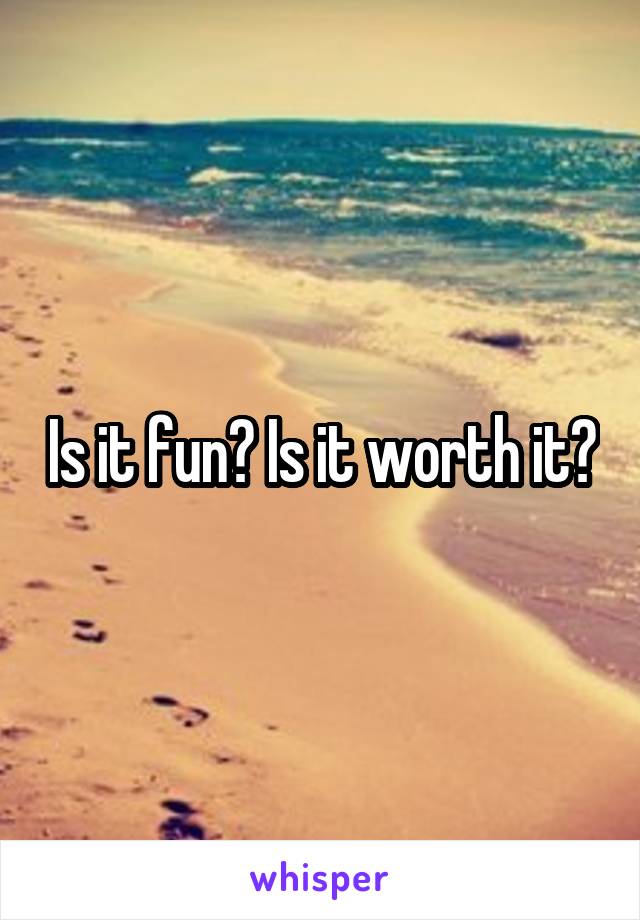 Is it fun? Is it worth it?