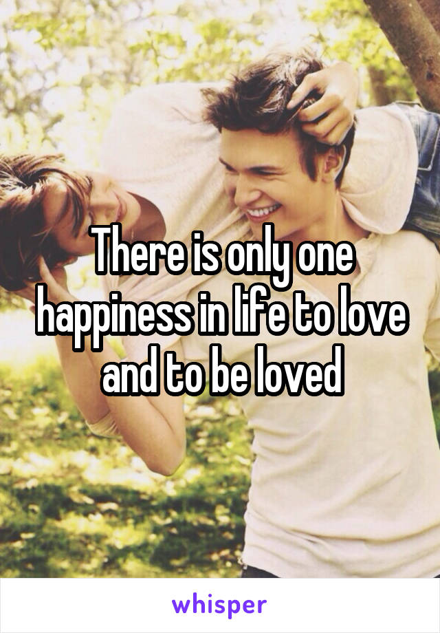 There is only one happiness in life to love and to be loved