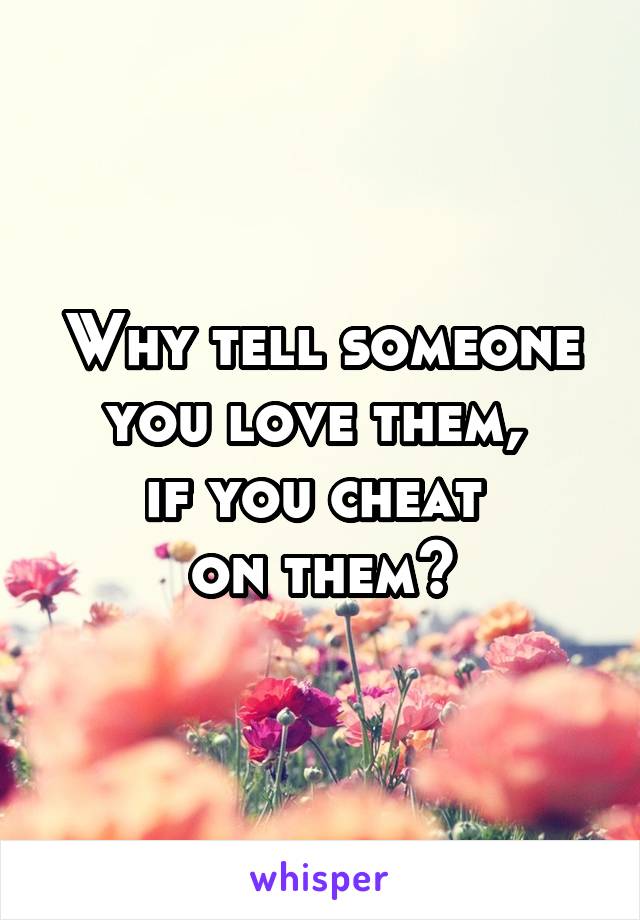 Why tell someone you love them, 
if you cheat 
on them?