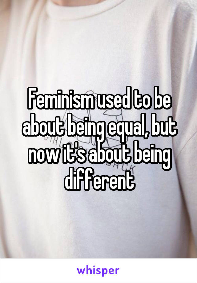 Feminism used to be about being equal, but now it's about being different
