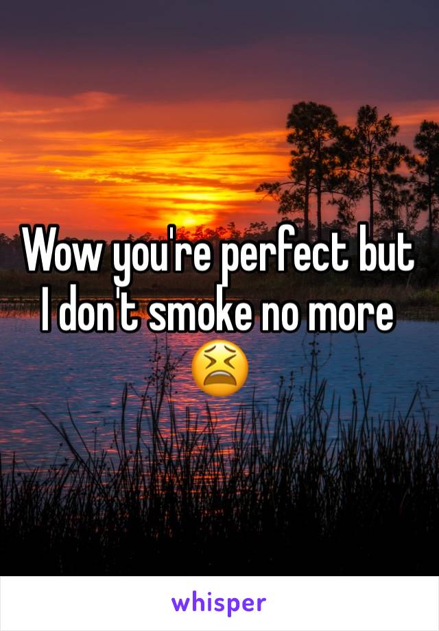 Wow you're perfect but I don't smoke no more 😫