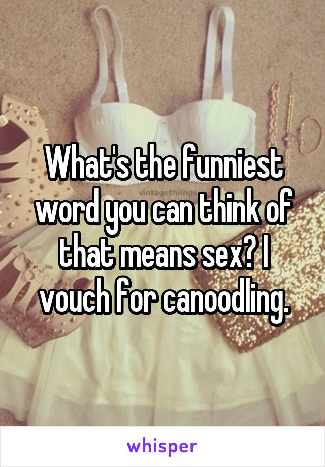 What's the funniest word you can think of that means sex? I vouch for canoodling.