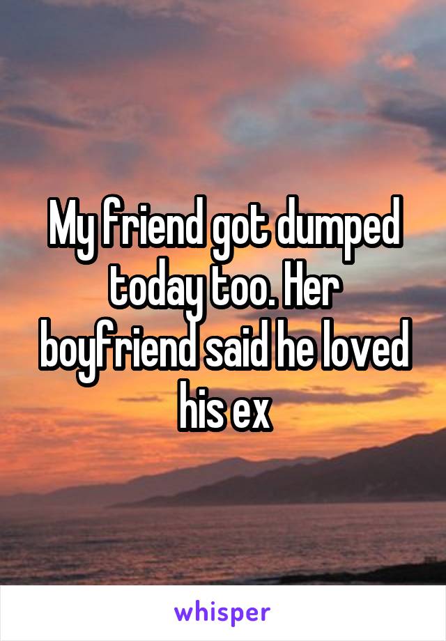 My friend got dumped today too. Her boyfriend said he loved his ex