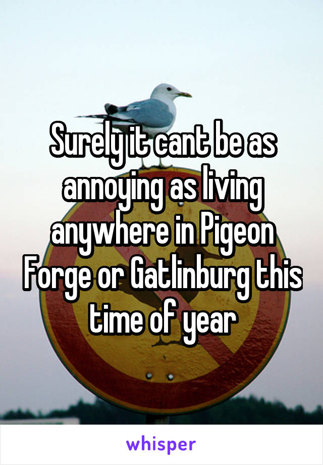 Surely it cant be as annoying as living anywhere in Pigeon Forge or Gatlinburg this time of year