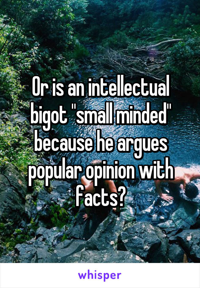 Or is an intellectual bigot "small minded" because he argues popular opinion with facts?