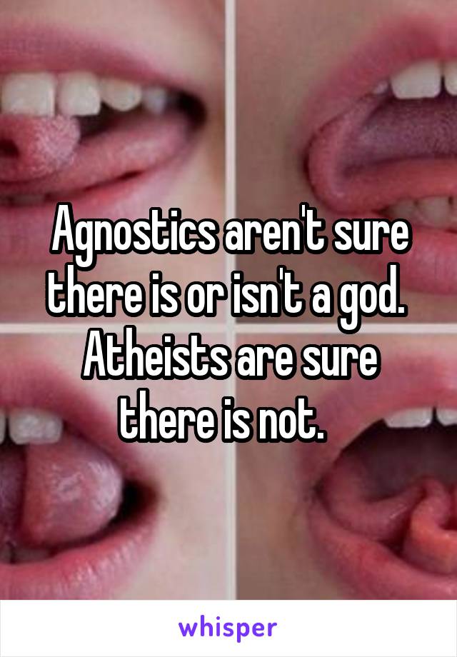 Agnostics aren't sure there is or isn't a god.  Atheists are sure there is not.  
