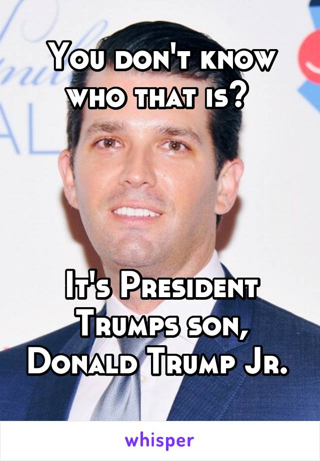 You don't know who that is? 




It's President Trumps son, Donald Trump Jr.  