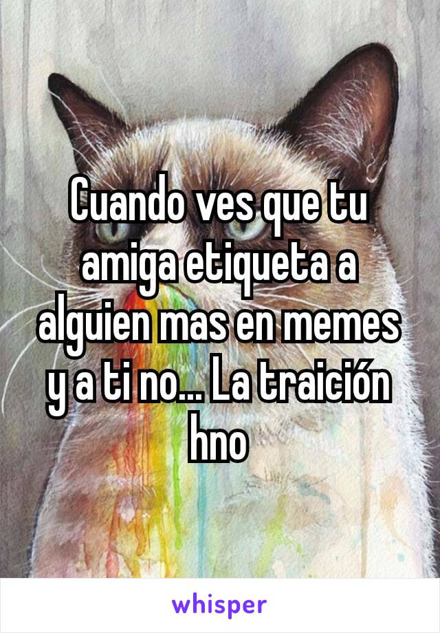 Cuando ves que tu amiga etiqueta a alguien mas en memes y a ti no... La traición hno