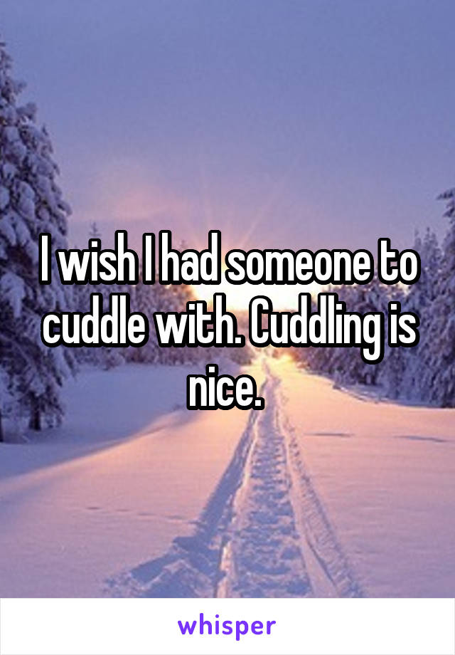 I wish I had someone to cuddle with. Cuddling is nice. 