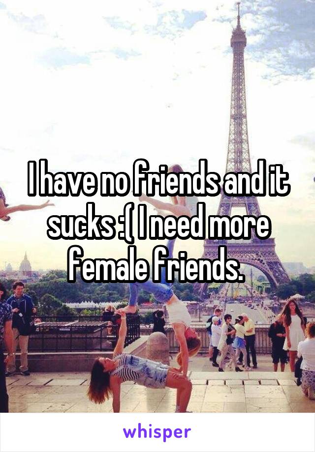 I have no friends and it sucks :( I need more female friends. 