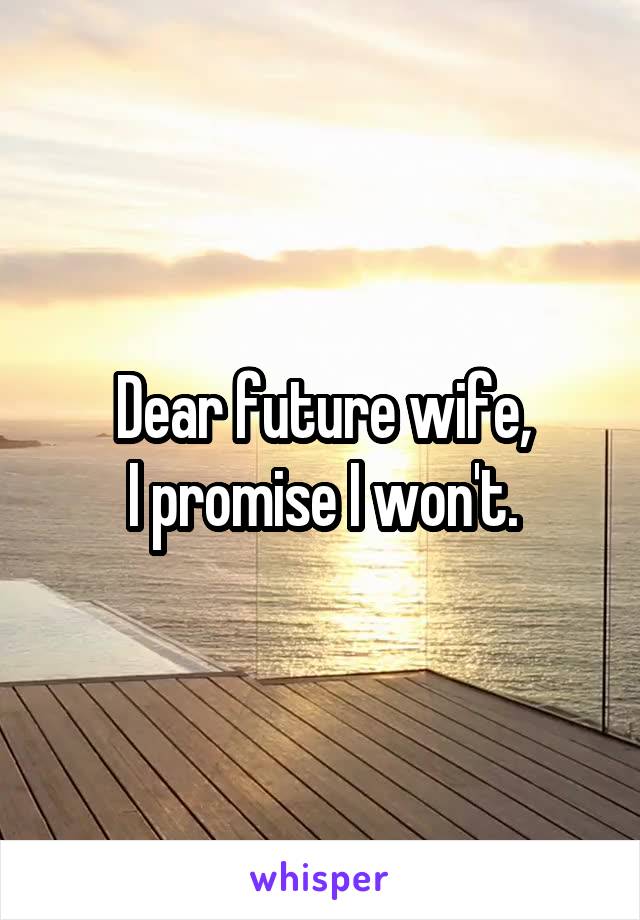 Dear future wife,
I promise I won't.