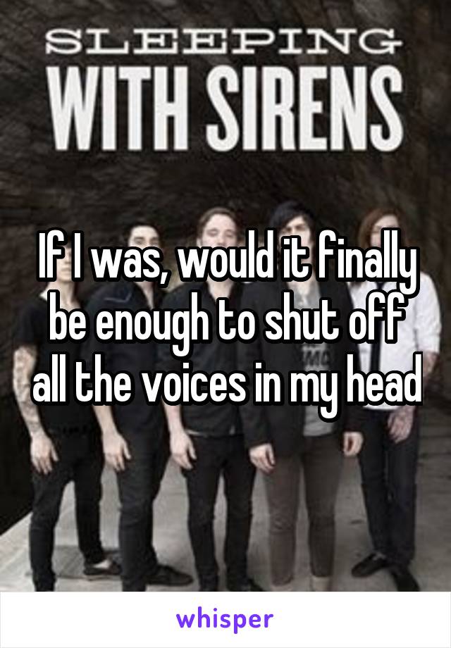 If I was, would it finally be enough to shut off all the voices in my head