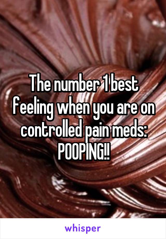 The number 1 best feeling when you are on controlled pain meds: POOPING!!