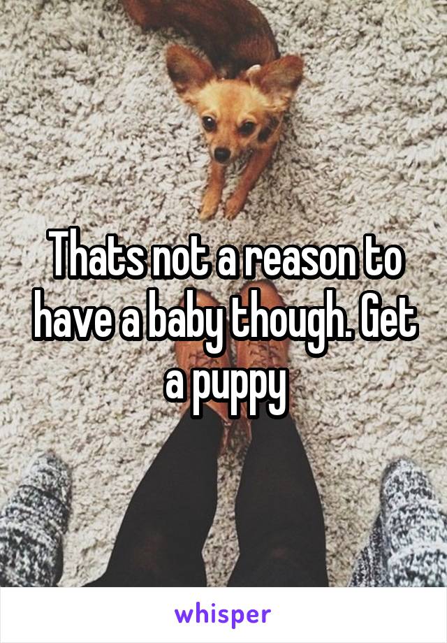 Thats not a reason to have a baby though. Get a puppy