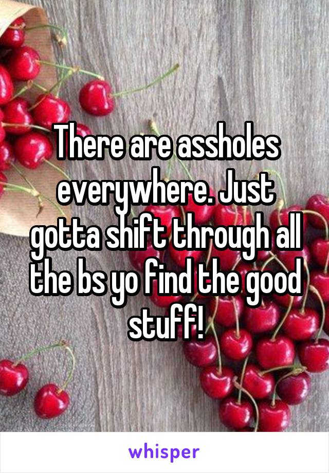 There are assholes everywhere. Just gotta shift through all the bs yo find the good stuff!