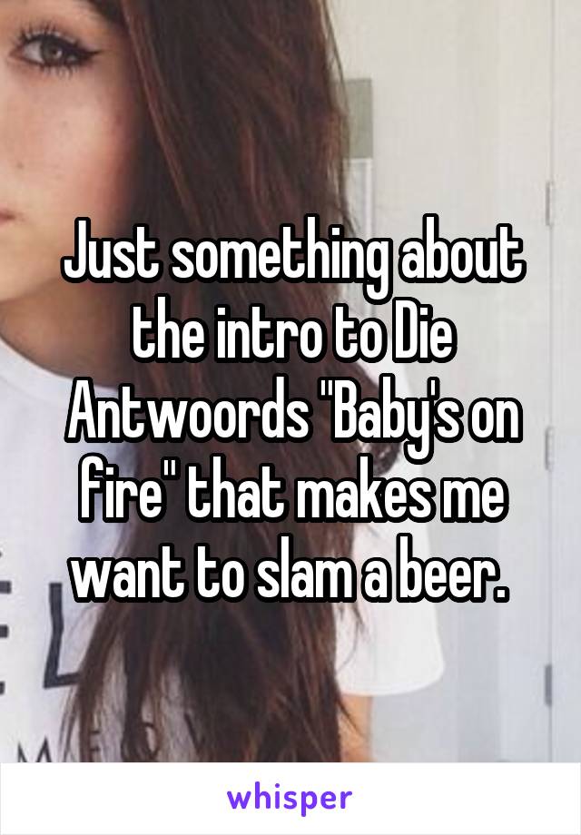 Just something about the intro to Die Antwoords "Baby's on fire" that makes me want to slam a beer. 