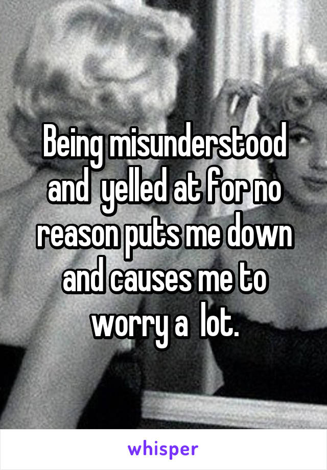 Being misunderstood
and  yelled at for no
reason puts me down and causes me to worry a  lot.