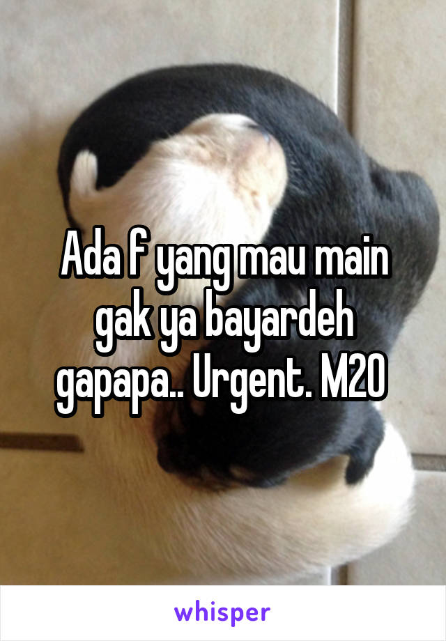 Ada f yang mau main gak ya bayardeh gapapa.. Urgent. M20 