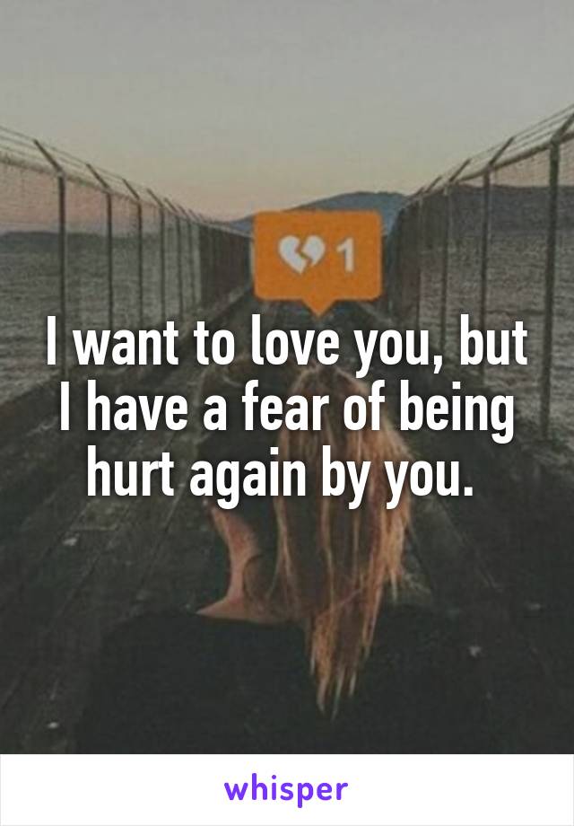 I want to love you, but I have a fear of being hurt again by you. 