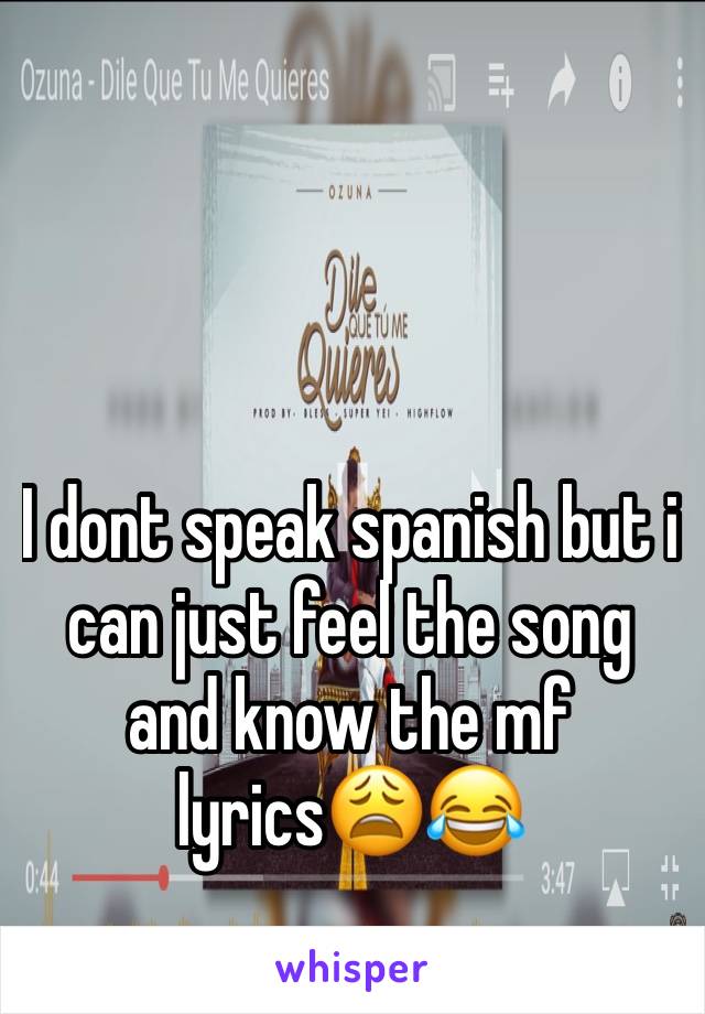 I dont speak spanish but i can just feel the song and know the mf lyrics😩😂