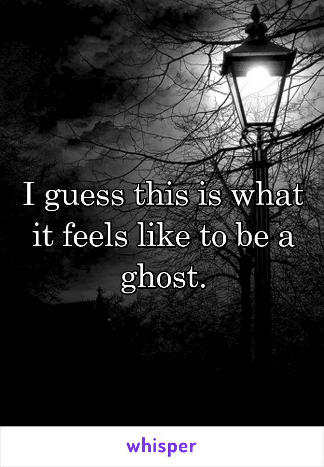 I guess this is what it feels like to be a ghost.