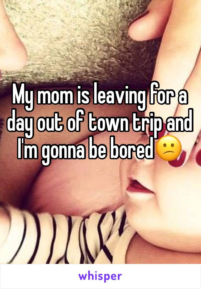 My mom is leaving for a day out of town trip and I'm gonna be bored😕
