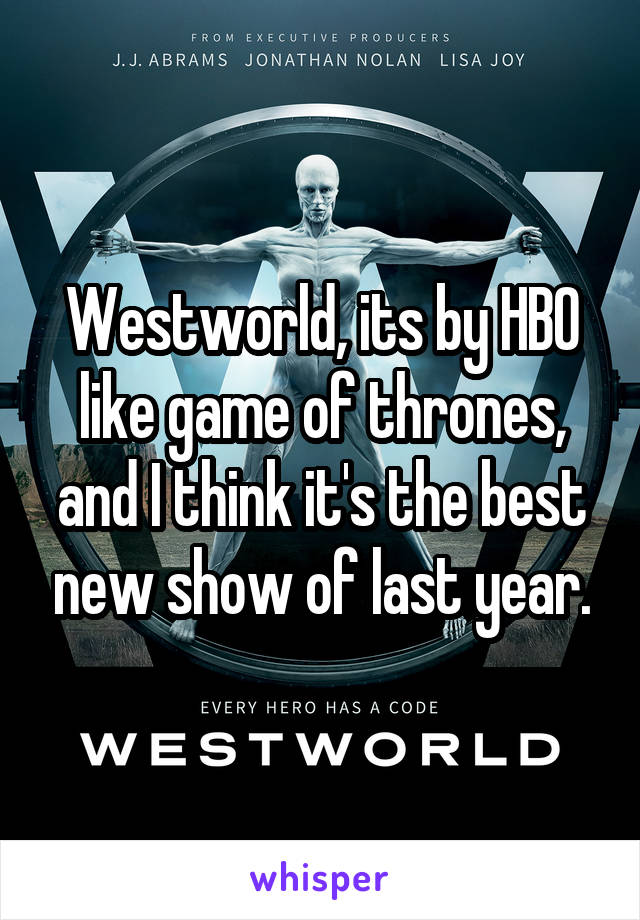 Westworld, its by HBO like game of thrones, and I think it's the best new show of last year.