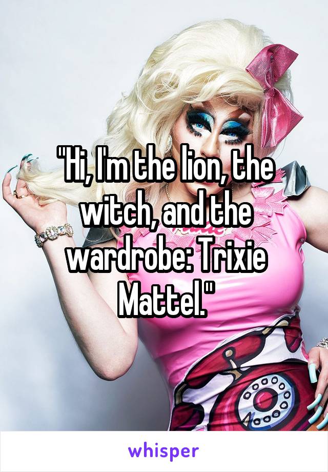 "Hi, I'm the lion, the witch, and the wardrobe: Trixie Mattel."