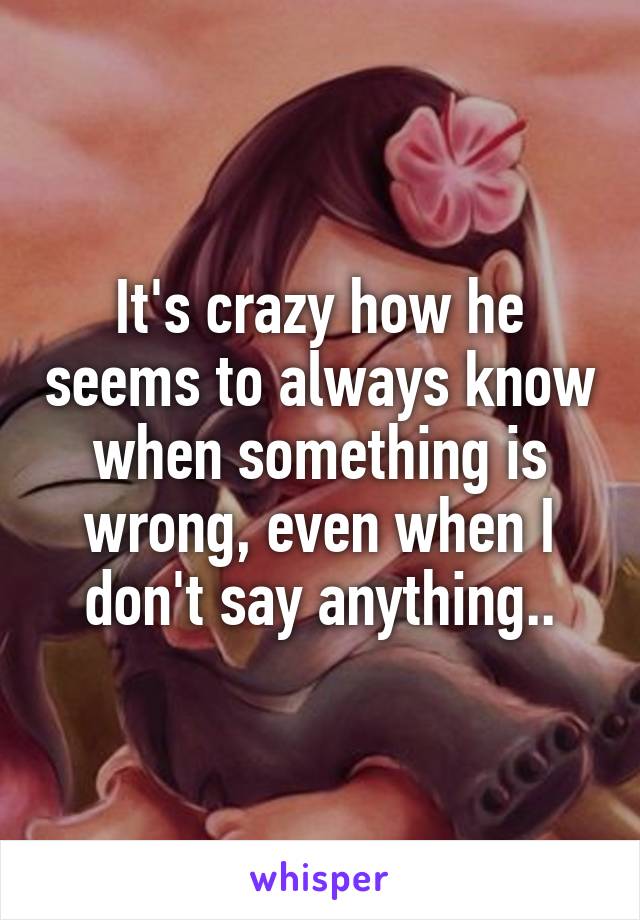 It's crazy how he seems to always know when something is wrong, even when I don't say anything..