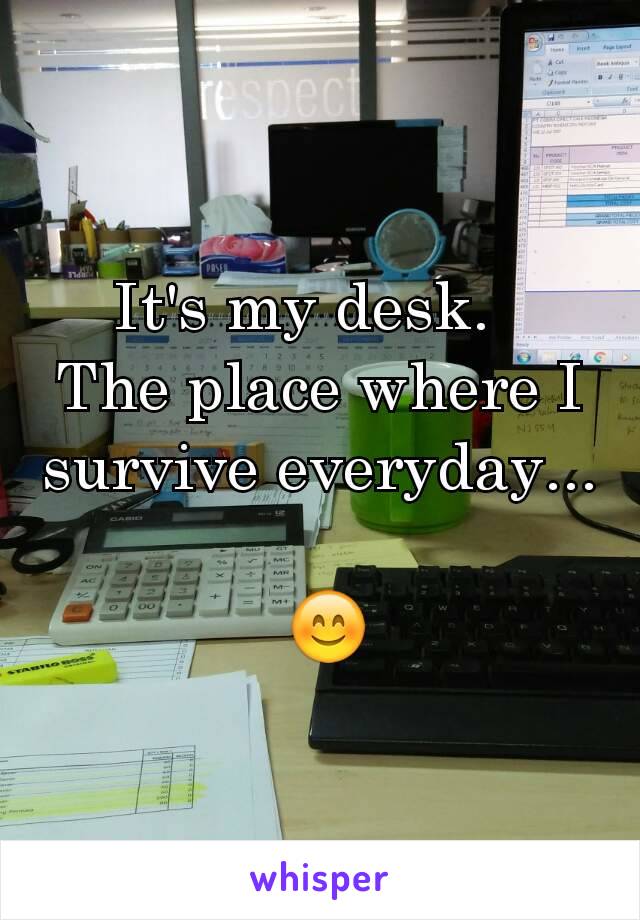 It's my desk.  
The place where I survive everyday...

 😊