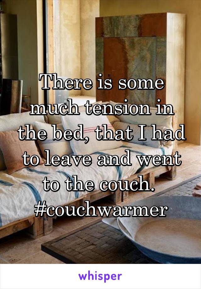 There is some much tension in the bed, that I had to leave and went to the couch. 
#couchwarmer